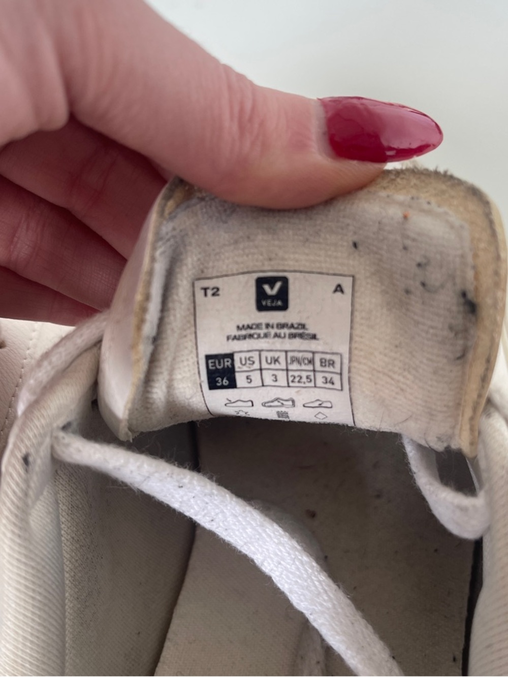 Veja Campo White Leather Sneakers with Navy V Accent - Picture 5 of 7